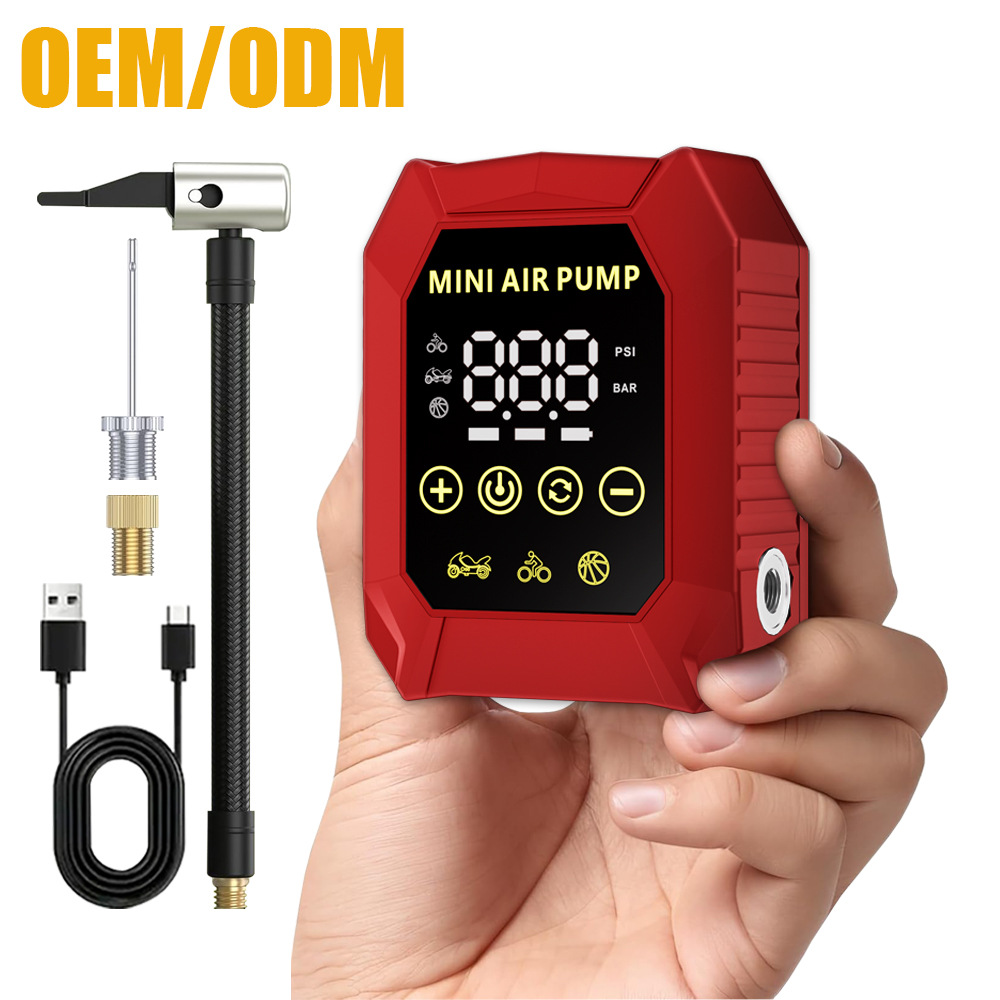 迷你电动充气泵便携式公路车户外摩托骑行山地单车智能电动打气筒