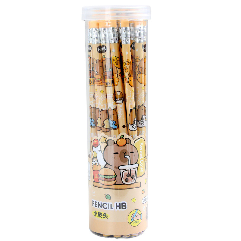Nuevos productos Cappi Pig puppy pequeño lápiz de cuero con borracha lápiz de madera 30 un barril de lápiz de escritura de estudiantes de primaria