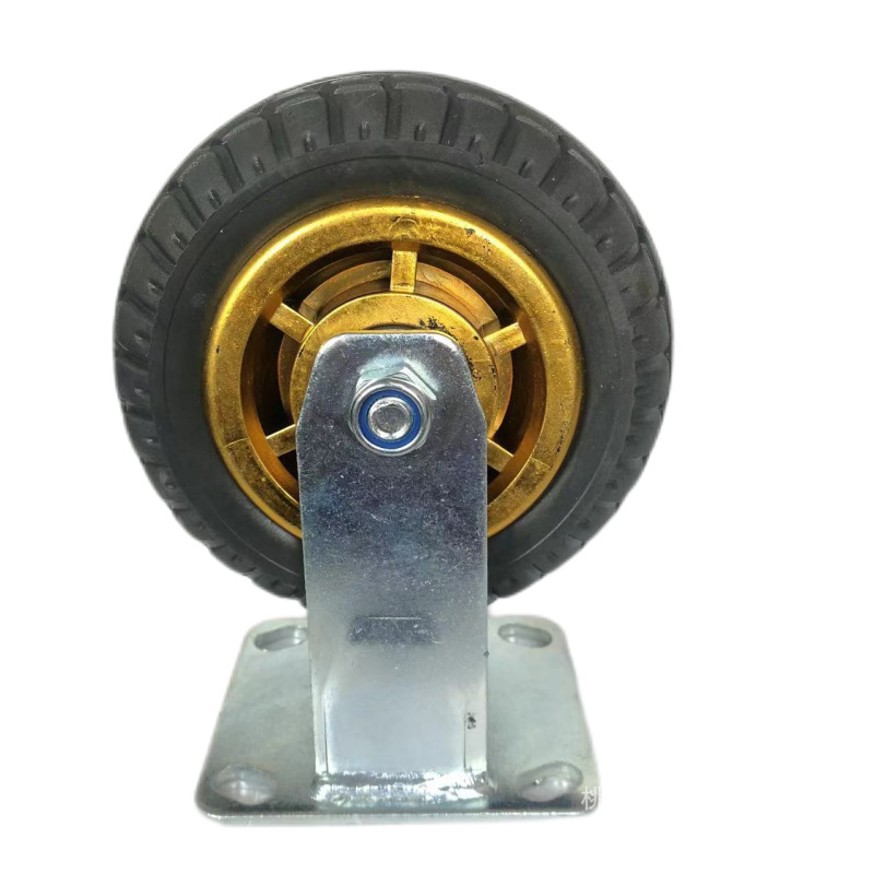 静音耐磨金色橡胶脚轮重型工业橡胶万向轮平板手推车橡胶刹车脚轮