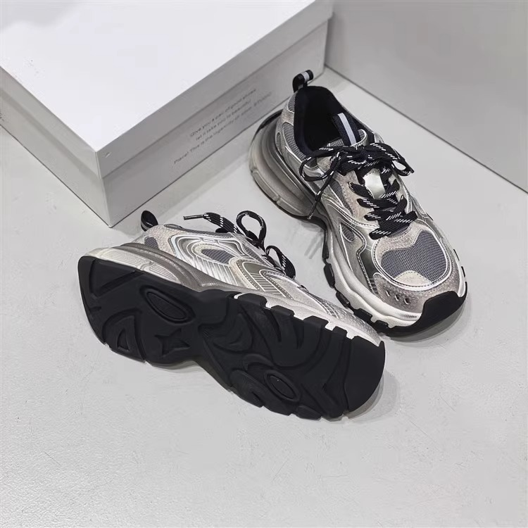 Genuine Leather Distressed Thick Soled Dad Shoes Ins 2024 Spring New Height Increasing and Slimming Casual Sports Shoes_voghion.com