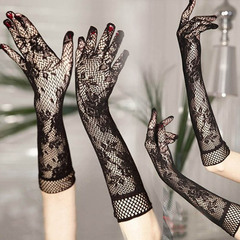 Sexy lingerie accessories, sexy temptation lace gloves, see-through high elastic black wedding special long gloves for women
