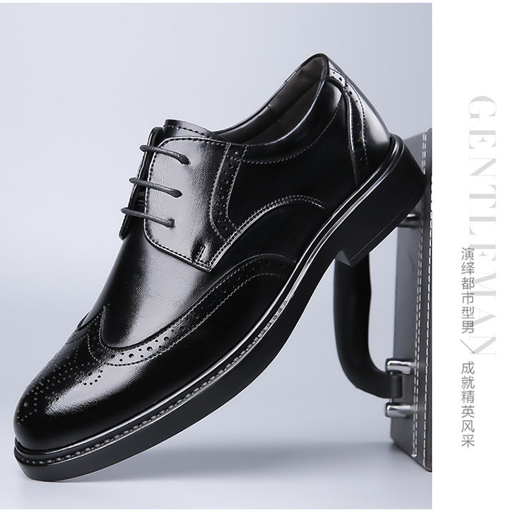 Giày da nam công sở kiểu brogue mũi tròn thắt dây — Màu nâu, Màu đen chi tiết 18