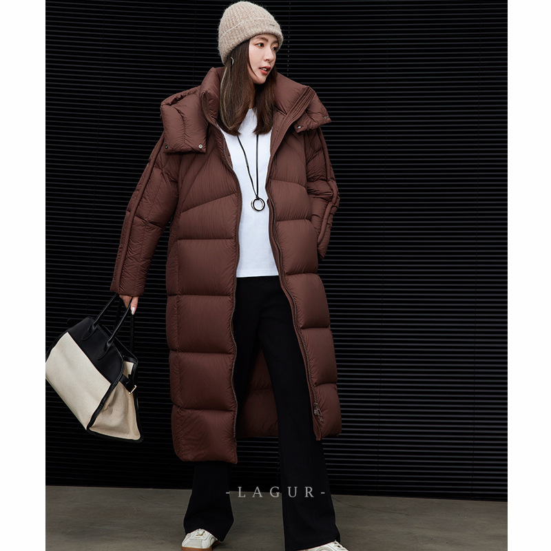 Light and soft "Long Cold King" Seamless Puff Down Jacket Women's Winter Warm Thickened 90 White Duck Down Jacket