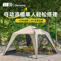 探検家の車の端の帳簿は速くドームの天幕の屋外の夏のキャンプを開けます。