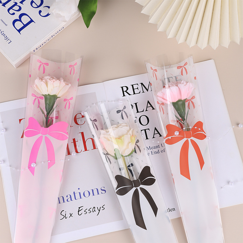 情人节单支花束包装袋单支袋花束包装纸 花店玫瑰花多支袋手工diy