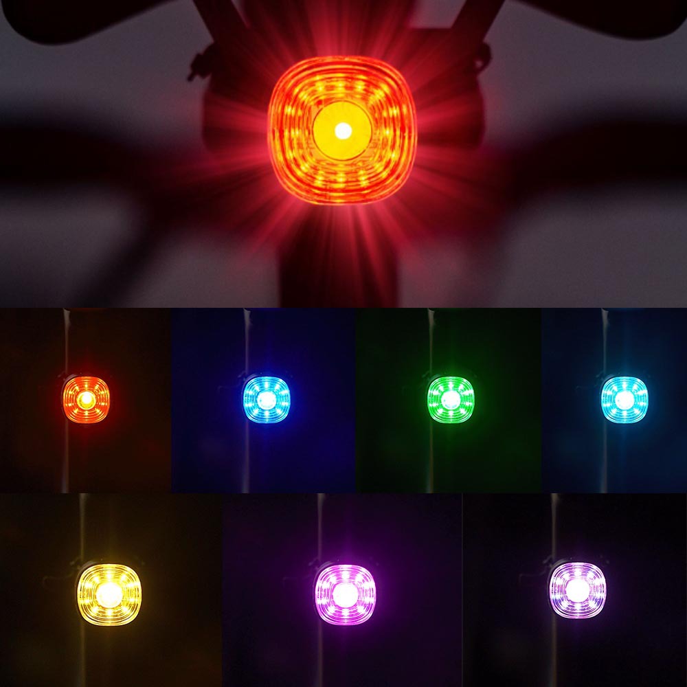 Cross-border bicycle colorful taillight mountain road bike riding Intelligent Brake highlight warning taillight Type-C charge