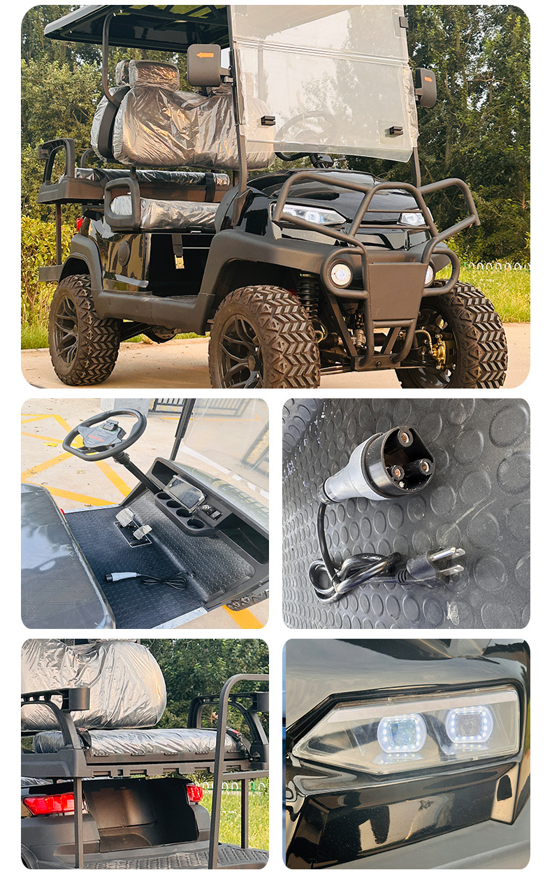 Electric Golf Cart Tourist Attraction Four-Wheel Sightseeing Car Factory Direct Sales Foreign Trade Export 4 Seats Cross-Border