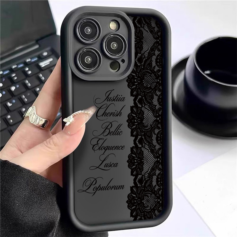 Half Lace Edge Cross-Border Diamond Edge Stepped Black Groove Case Suitable for iPhone 15/16/17 Phone Cases