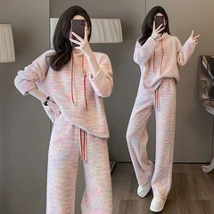 香港風ファッションレジャースポーツスーツ女性2025春の新型帽子付きガードルのワイドパンツのファッション2セット