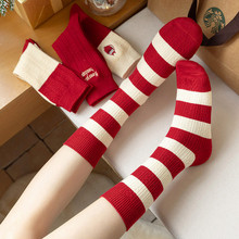 冬季羊绒加厚保暖中筒女袜 ins网红字母大红袜本命年袜红色袜子女
