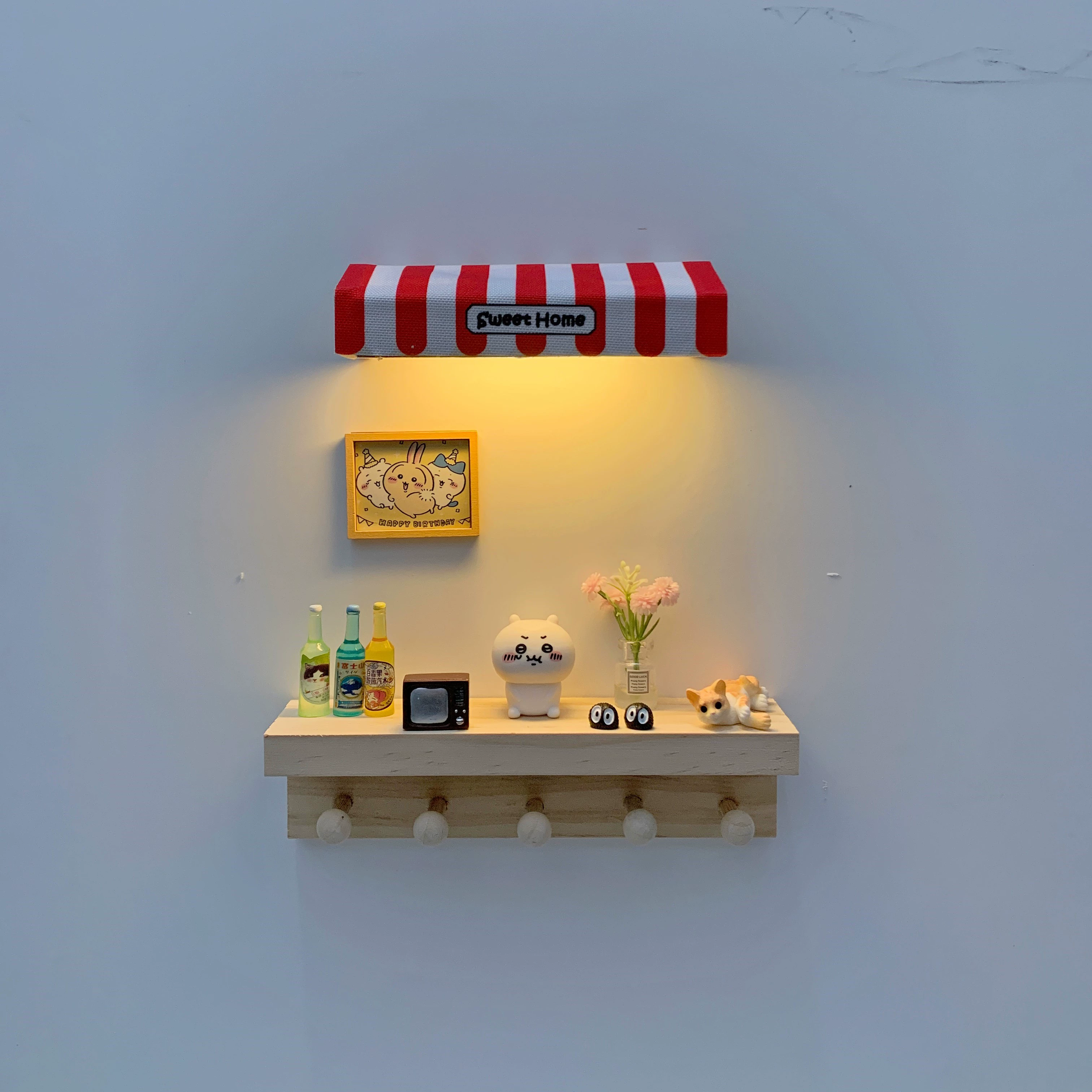 Creative entrance porch hook, key hook, solid wood wall-mounted storage rack, modern simple ornaments decoration