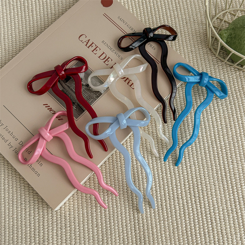 15g Weight Hairpin Hair Accessories Type 1 Piece Quantity Party, Festival Occasion Acetic acid sheets Material Bow Knot Pattern Women's Gender Princess, Sweet Style Women's Princess Sweet Bow Knot Acetic Acid Sheets Hairpin 2