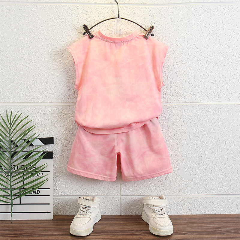7146 Traje de camiseta para niños Verano 2025 Nuevo estilo Estilo occidental Chaleco sin mangas de verano Shorts Verano de dos piezas