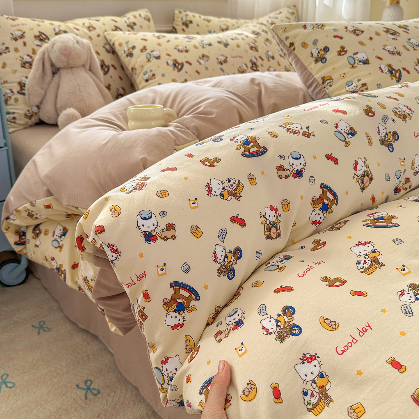 Cama de clase A ultra suave para madres y bebés con cuatro piezas de algodón puro desnudo para dormir sábanas de doble hilo cubierta dormitorio con tres y cuatro piezas