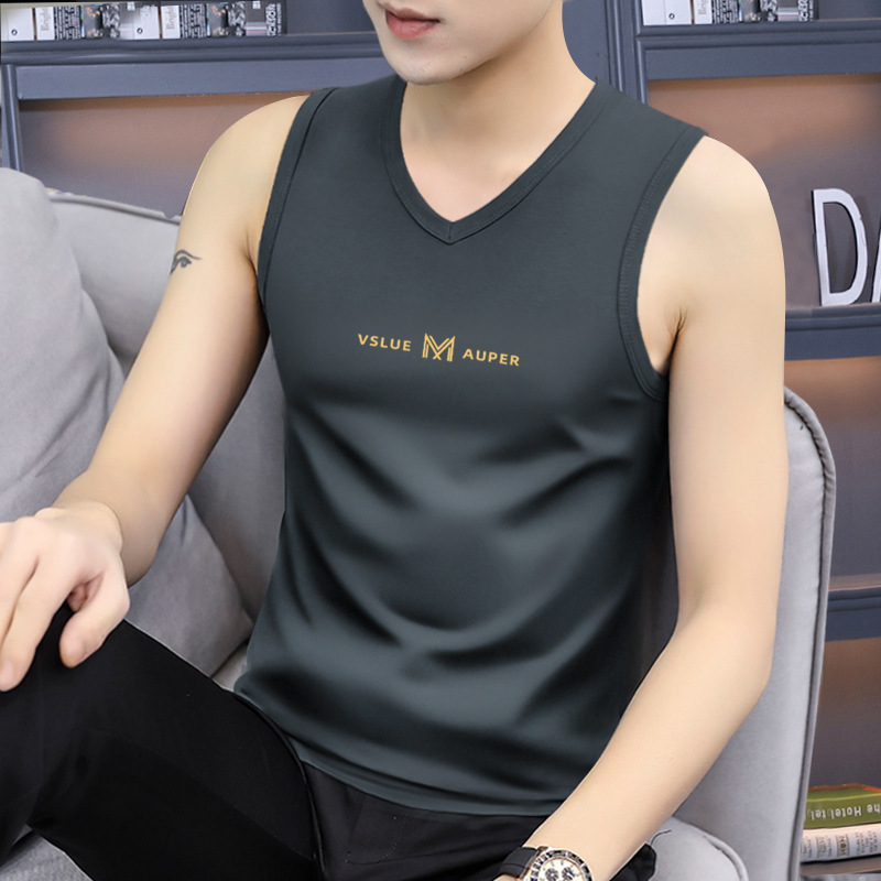 2025 Summer Wide Shoulder Men's Vest Slim-fit Summer Thin Sleeveless Fitness Trendy Breathable Men's Base Waistcoat