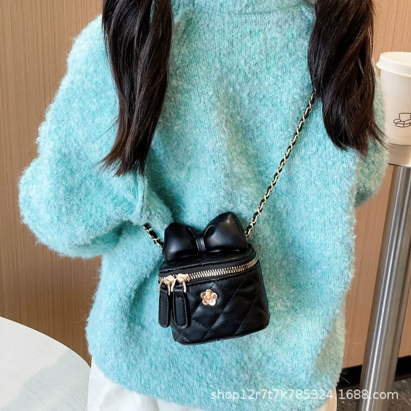 Маленькая сумочка с бантом, цепочка, кошелек, стиль Chanel