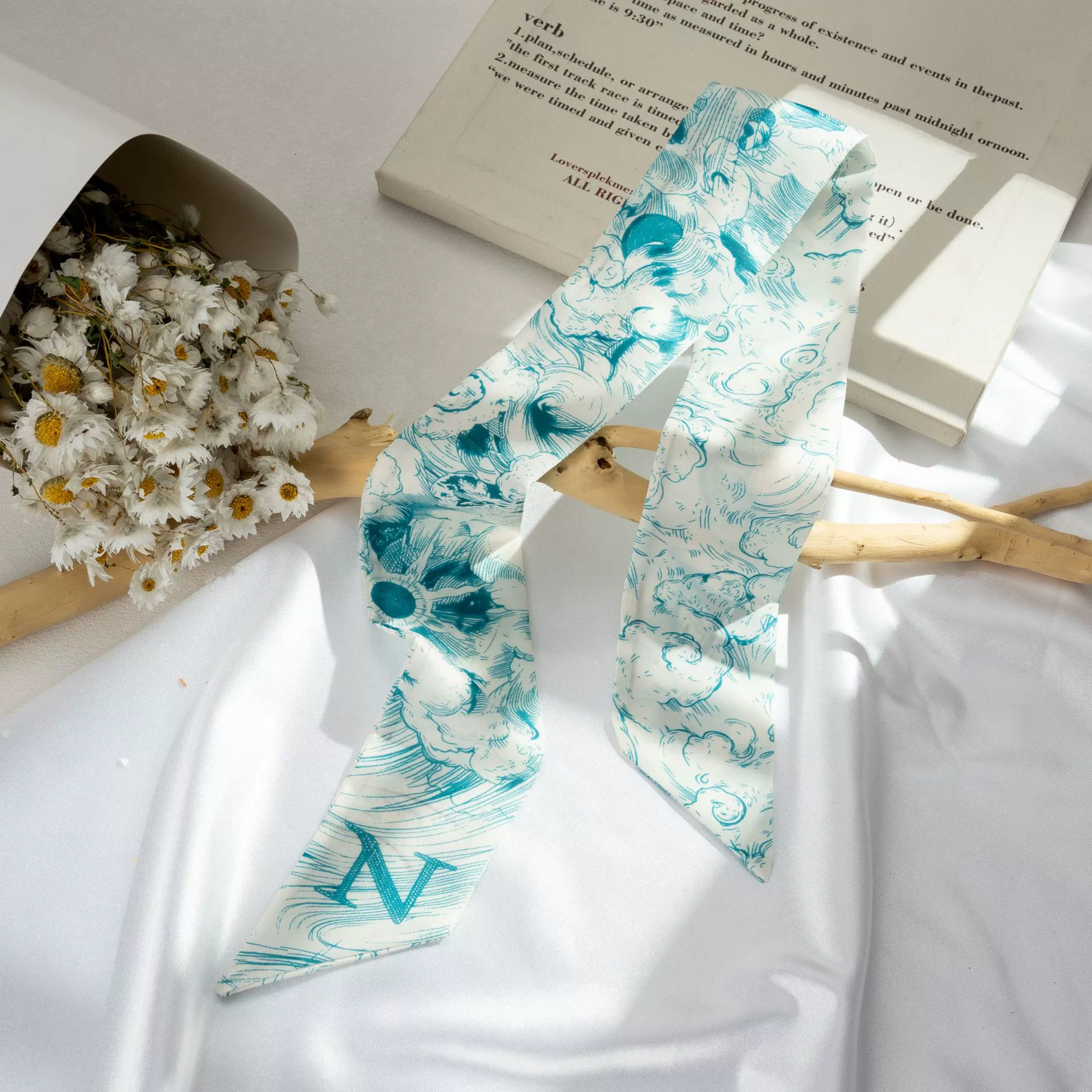 Silk Scarf Hairband (Suhang) long streamer 89×3.8 cm, lightweight gift box option