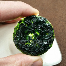 玉器厂直供A货新疆和田墨玉蛇纹石玉龙凤呈祥挂件 会销礼品