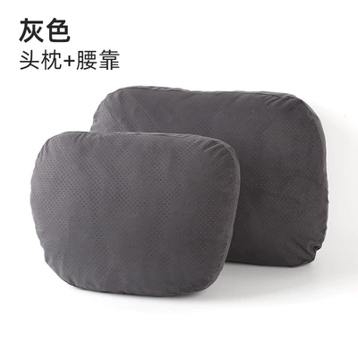 Headrest – Headrest and Lumbar Support, Dupont - gray-value-set-dupont-cotton-core-suede-breathable-perforated