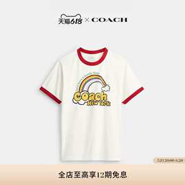 春夏蔻家短袖双C老花字母徽章T恤衫圆领套头半袖日系复古风潮牌