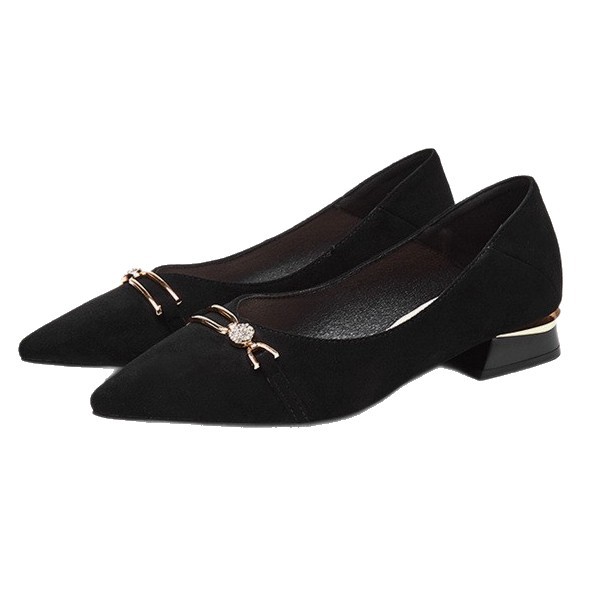 2026 primavera y verano nuevos zapatos de cabeza afilada y superficial damas tiernas zapatos de trabajo de tacones altos negros