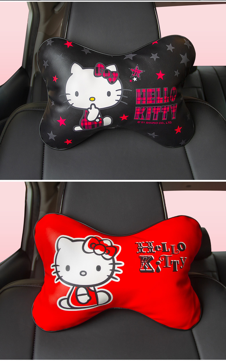 Hellokitty Car Pillow Cute Cartoon Car Headrest Neck Pillow Popular Leather Pillow Bone Pillow for Women