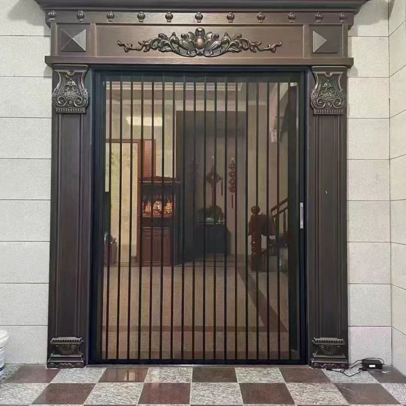 [New folding mesh door push-pull mesh screen metal net mosquito insect proof cat dog lock aluminum alloy invisible screen door]