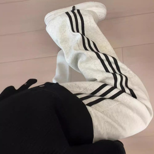 White gray striped sweatpants for women Spring and Autumn 2024 new small wide leg straight pants casual loose sports pants