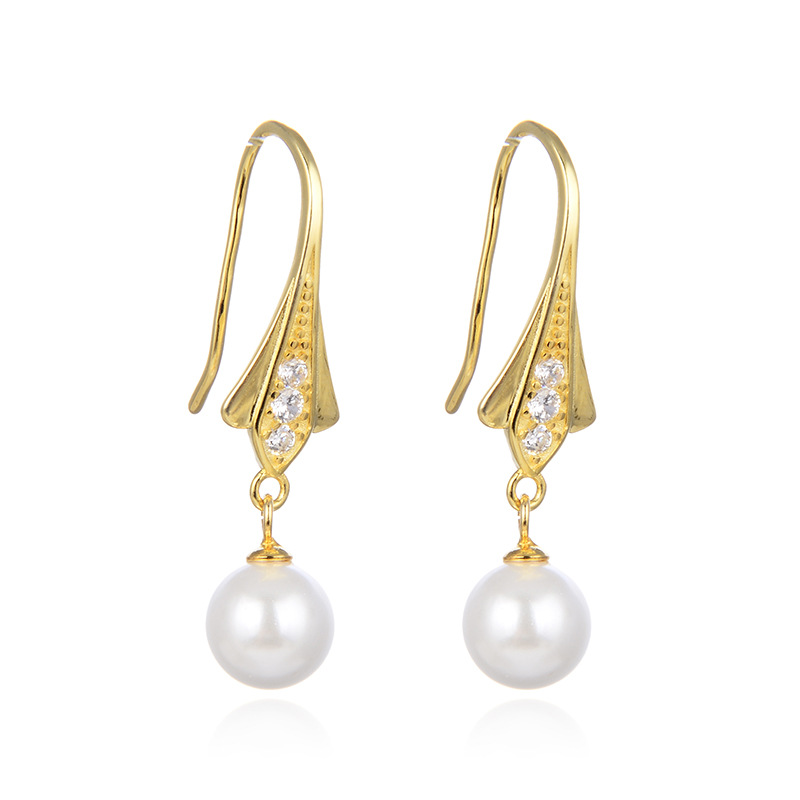 Venta al por mayor estilo frío borla joyería oído gancho Corea del Sur s925 pendientes de perlas de plata pendientes simples de moda para mujer