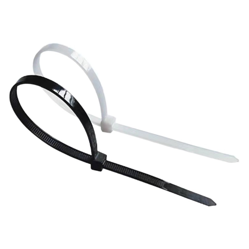 Fábrica en stock al por mayor de plástico fuerte en blanco y negro autobloqueante de nylon cable tie alambre cable tie