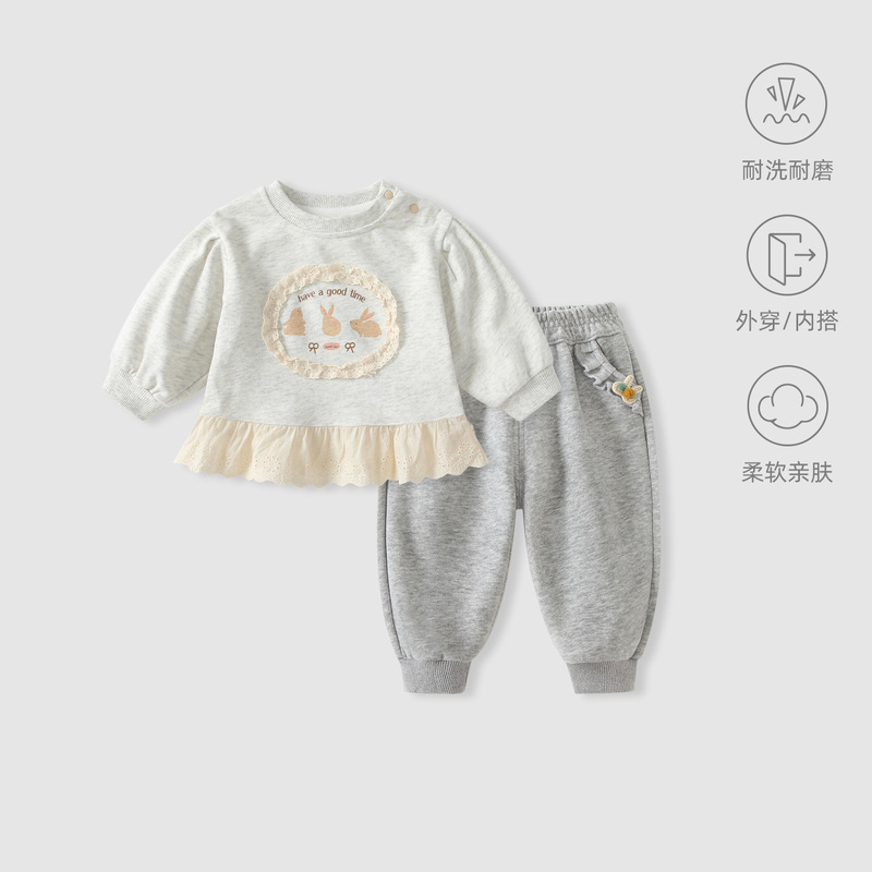 婴儿套装秋季女宝宝卡通休闲分体两件套女童秋装洋气长裤外套上衣|undefined