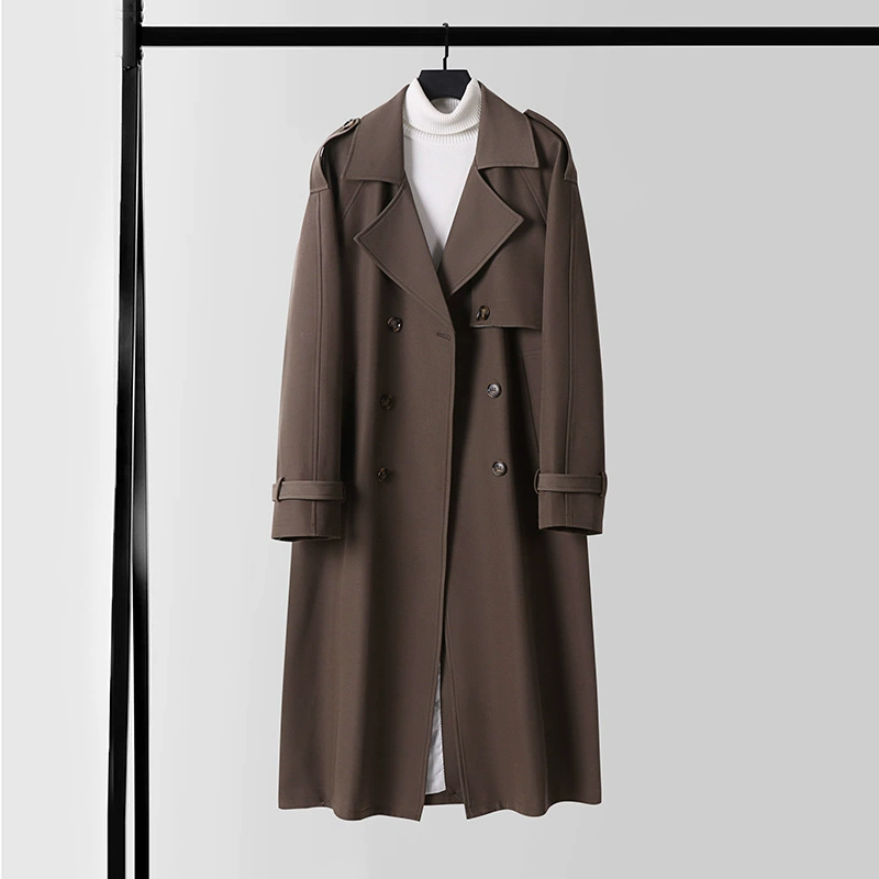 Высококачественная удлиненная мужская ветровка, большой размер, новое осенне-зимнее двубортное ветрозащитное и водонепроницаемое свободное пальто для мужчин