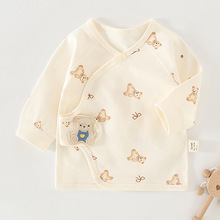 婴幼儿偏襟魔术贴半背衣和尚服新生婴儿初生儿宝宝护肚上衣四季款