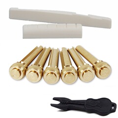 6-Piece Folk Guitar with Brass Tuning Pegs + Ox Bone Nut + String Puller