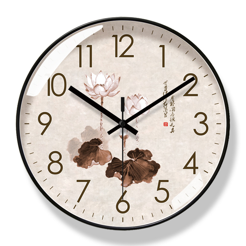 易普拉6886中式禪意掛鍾客廳鐘錶現代時鐘創意掛表輕奢靜音石英鐘