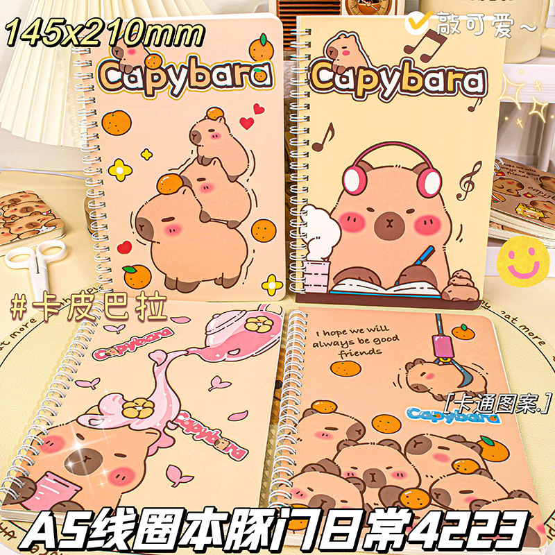 Cuaderno de cuadernos Capibara A5 cuaderno de cuadernos de dibujos animados de alto valor de cara cuaderno de cuadernos de dibujos animados lindo cuaderno de cuadernos para niños
