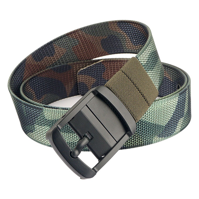 [Doble cara de doble uso] Nueva hebilla giratoria de doble cara cinturón de nylon de dos colores unisex casual cinturón de pantalones de todo fósforo