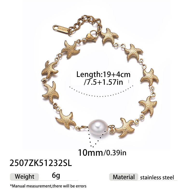 Tina Europa y los Estados Unidos venta transfronteriza pulsera de acero inoxidable ligera lujosa pulsera de estrellas de mar de alta calidad conchas marinas mujeres no desvanecen