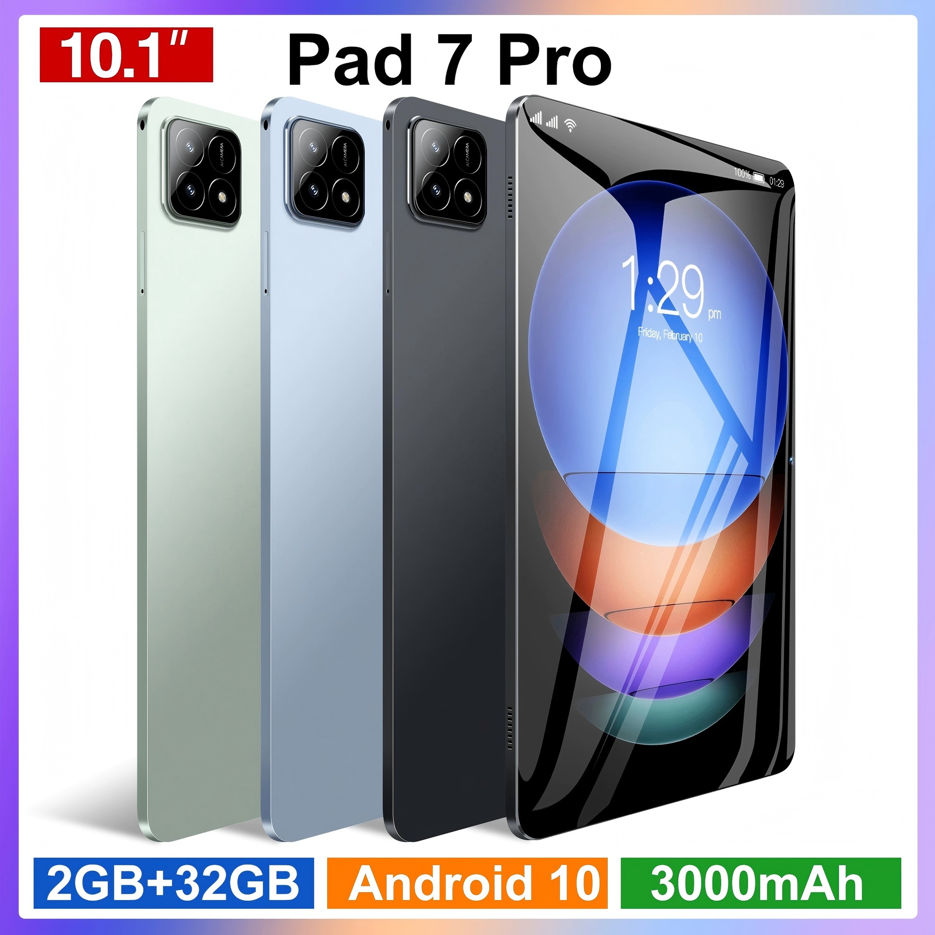 跨境Pad 7 Pro平板电脑10.1寸大屏3G通话2+32安卓系统10厂家批发