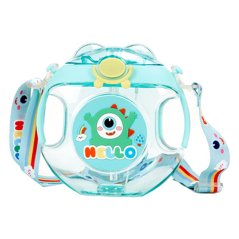 Creativo donut de dibujos animados aerosol transparente paja flash taza plástico niños con mango cuerda la honda portátil