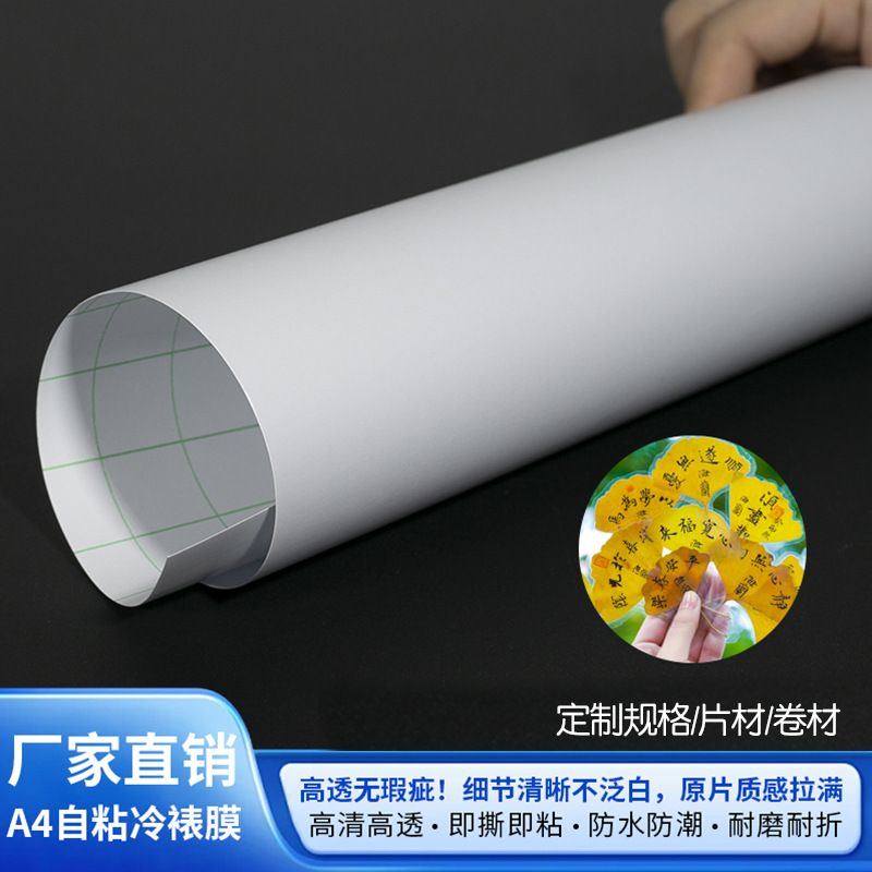 厂家定制手工diy树叶标本a4冷裱膜 自粘透明满天星磨砂冷裱膜批发