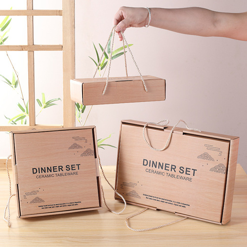 Cross-border ceramic tableware set, ceramic bowl gift box, opening gift, real estate company promotional item, customizable with LOGO