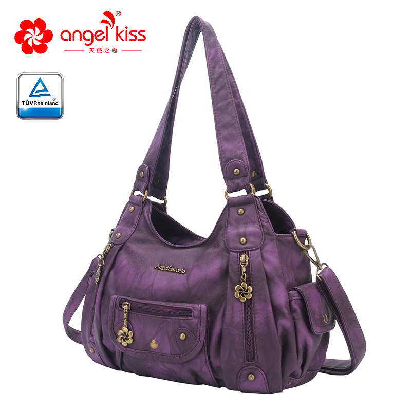 Amazon nuevo multi-funcional bolso de las mujeres multi-color tie-dyed pu casual hombro bolsa de mensajero al por mayor