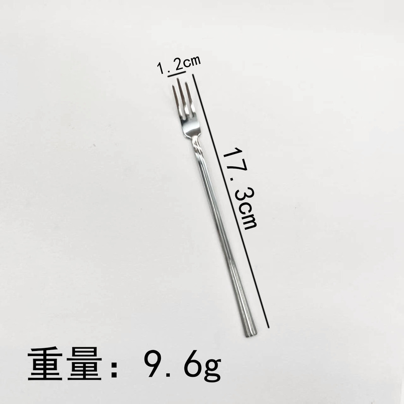 不锈钢叉子沙拉水果叉长柄点心叉创意锤纹二齿叉家用蛋糕叉甜品叉|undefined