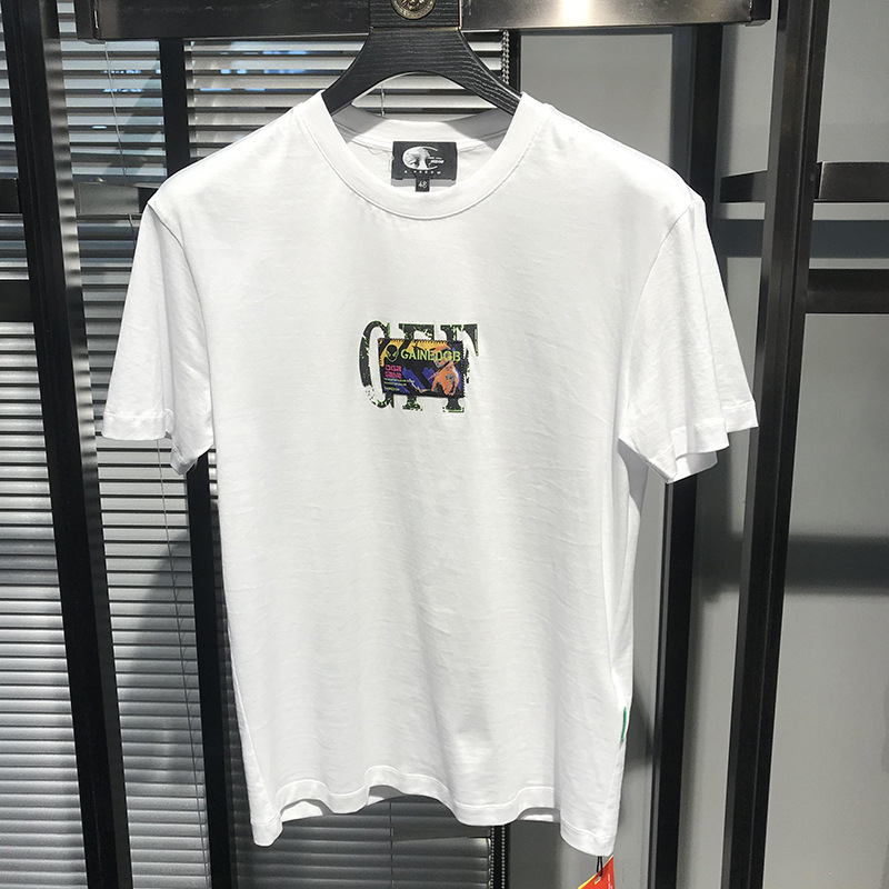 T-Shirt mit Eisseiden-Aufdruck 2021 Neue kurzärmelige Sommermodemarke für Herren Hübsche Instagram-Kleidung in Slim Fit für Männer_voghion.com