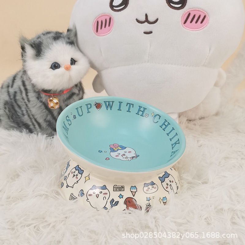 Jiyikawa 猫ボウル 黒あご防止猫 Usachi 缶詰フードボウル セラミックドッグフードボウル 猫 Xiaoba デザートボウル|undefined