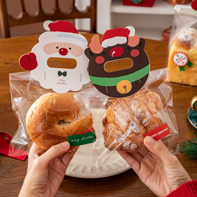 クリスマス包装袋トーストパン袋自封袋透明食品級手提げ袋貝果トースター封袋|undefined