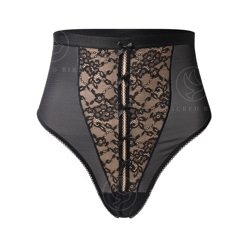 Costura de encaje francés vientre adelgazamiento ropa interior sexy entrepierna de algodón en forma de T transpirable posparto que forma el cuerpo de las mujeres que forma los pantalones