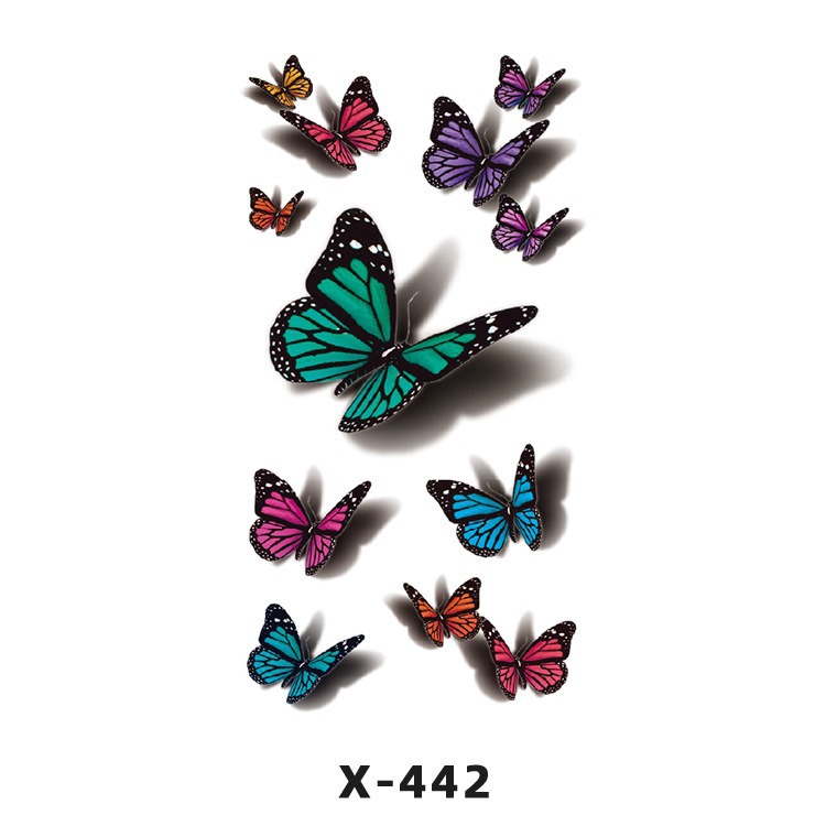 Arco de flor pequeña pegatinas de tatuaje fresco 3D dibujos animados transfronterizo Henna rosa impermeable texto en inglés pegatinas de tatuaje