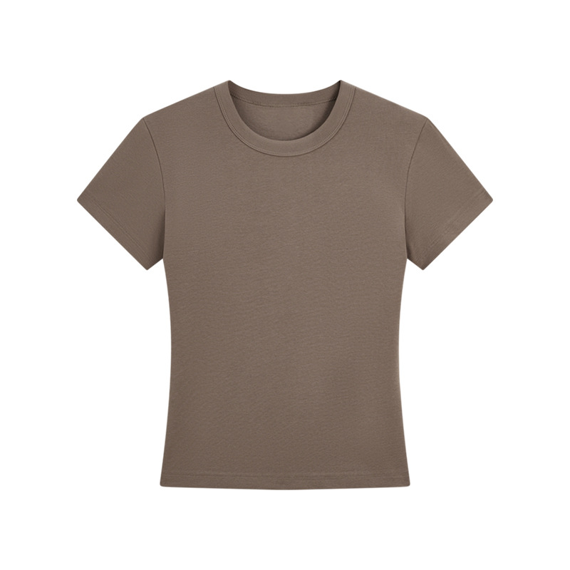 Front Shoulder Short Sleeve T-Shirt Women's Spring And Summer New Skinny Waist Slim Top Pure Casual Style Short_ecoleips.com